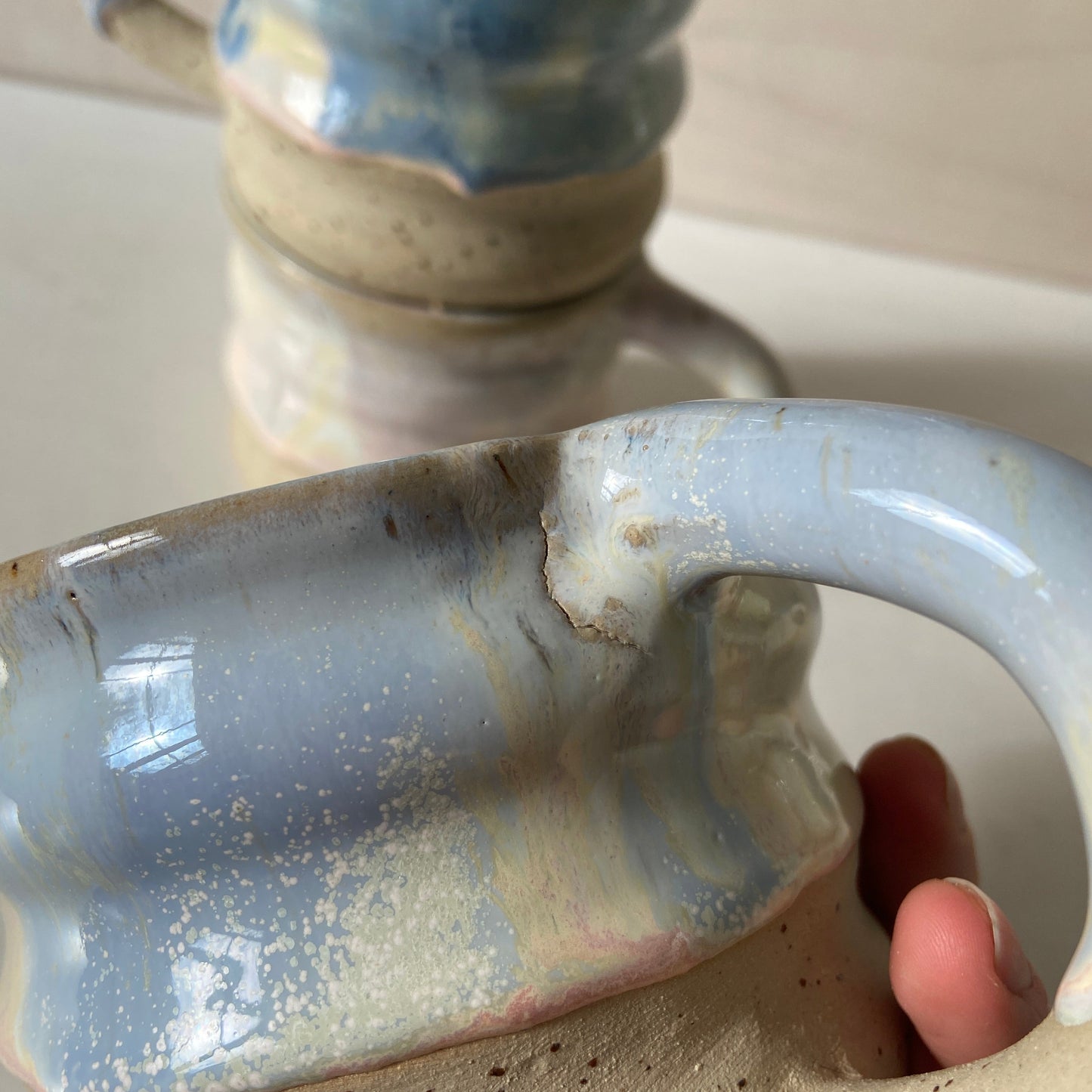 Keramik Kaffee Tee Wavie XL Tasse handgefertigt unikat Icecream B Ware online Kaufen 