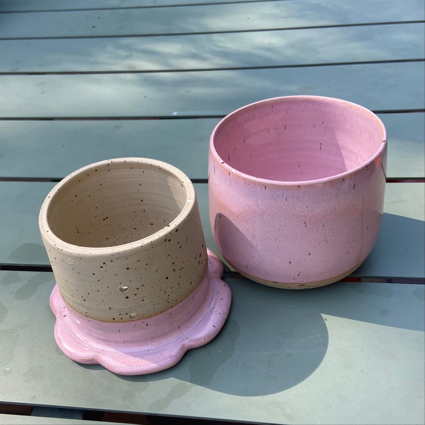 Butter Bloomie rosa Französische Butterdose Keramik Studio Moki