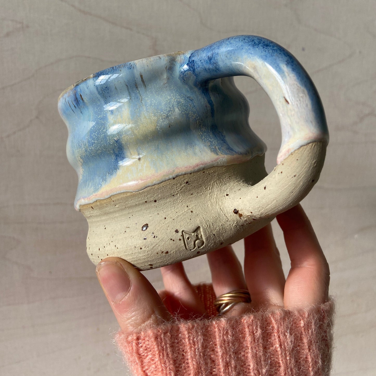 Wavie Tasse Keramik handgefertigt unikat Kaffee Tee Kandinsky dunkelblau rosa online kaufen