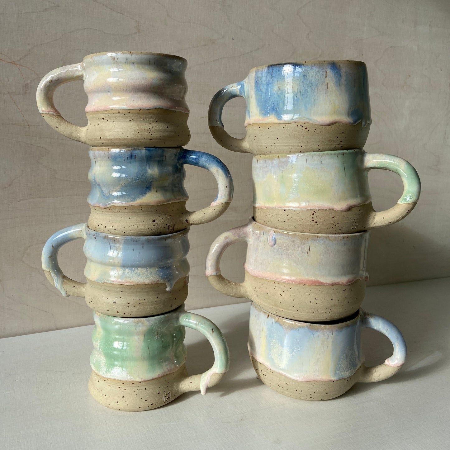 Wavie XL Tasse Keramik handgefertigt Set unikat Kaffee Tee Kandinsky William Sunset Icecream pastell rosa online kaufen