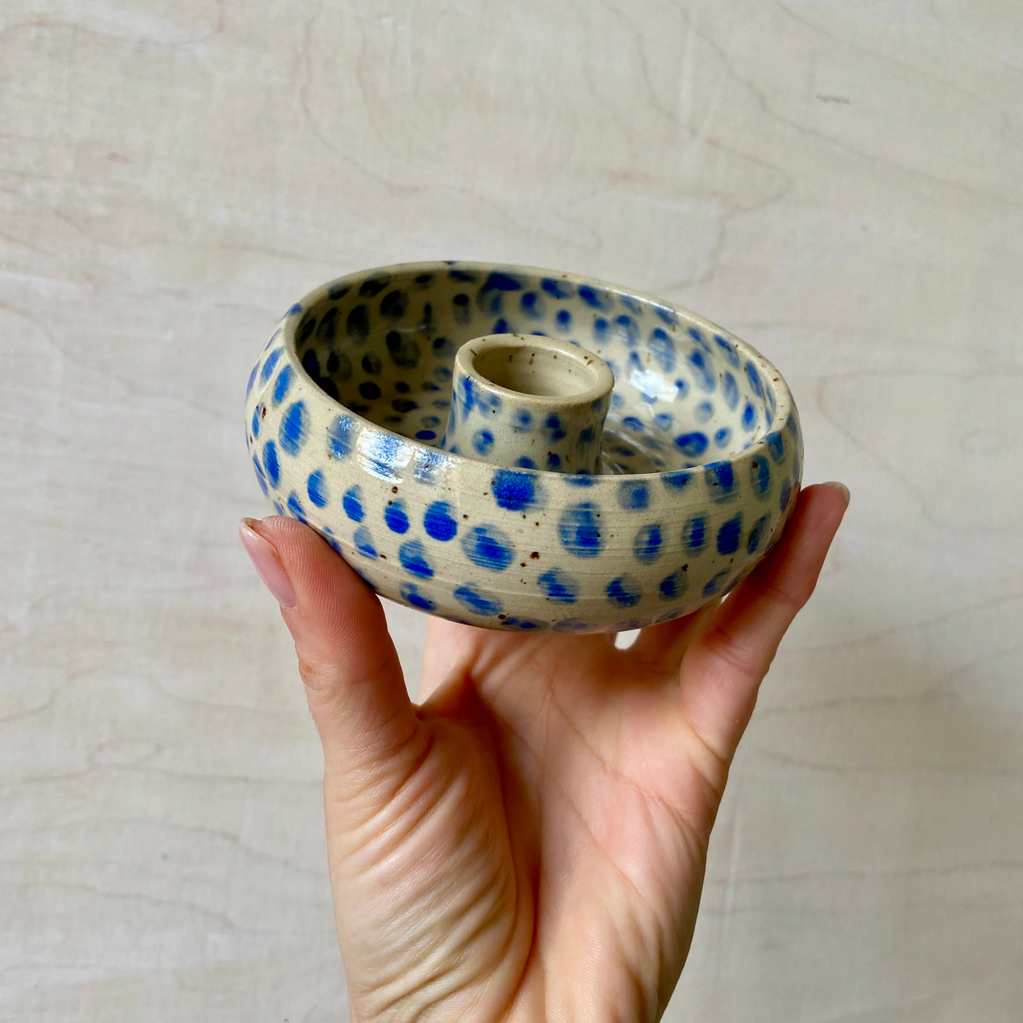 Fritzi Kerzenständer Blau Keramik Handgefertigt Studio Moki 