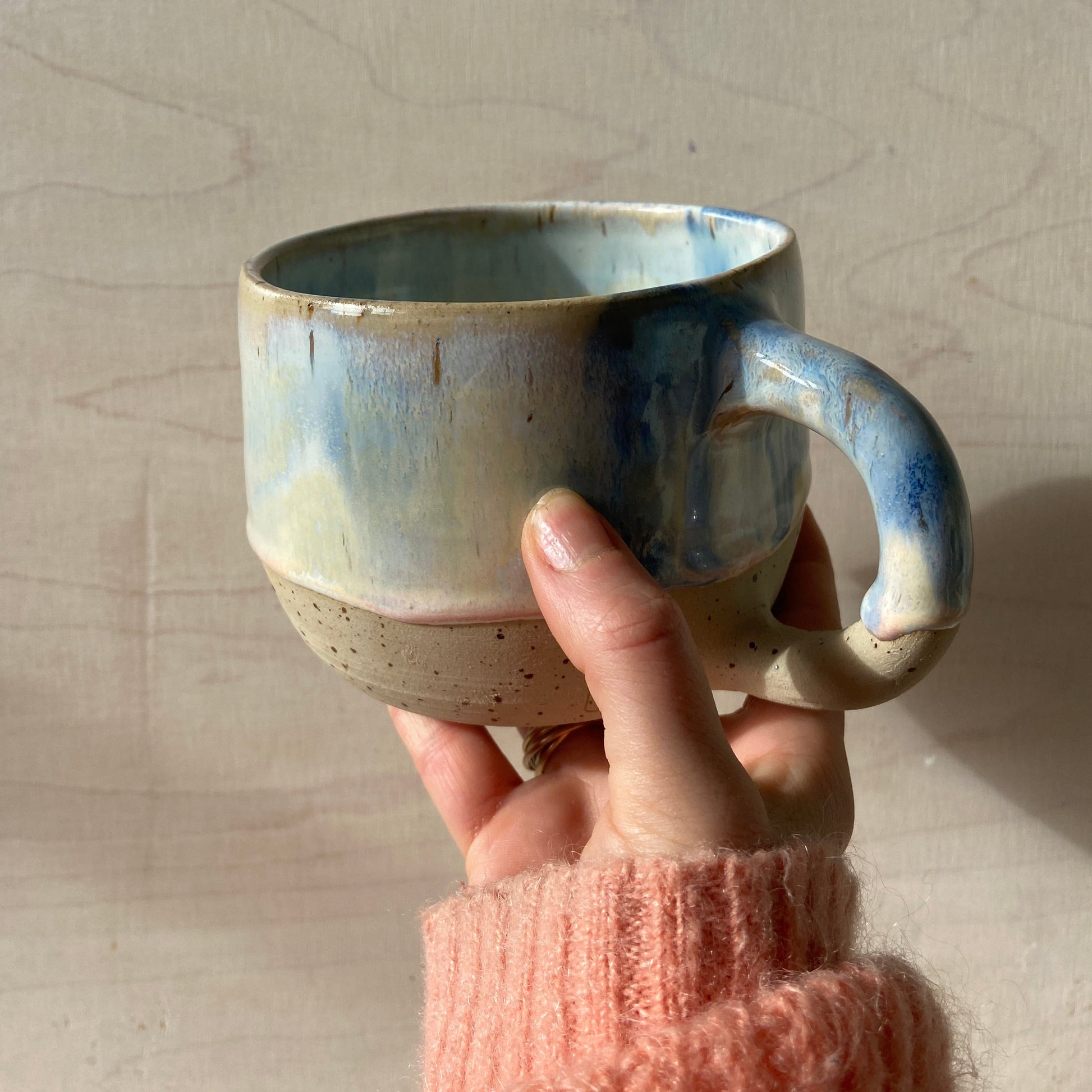 XL Tasse Keramik handgefertigt unikat Kaffee Tee Kandinsky Dunkeblau  rosa online kaufen