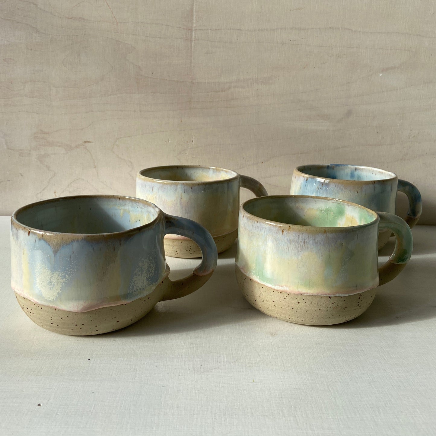XL Tasse Keramik handgefertigt Set unikat Kaffee Tee Kandinsky William Sunset Icecream Dunkeblau hellblau grün pastell rosa online kaufen