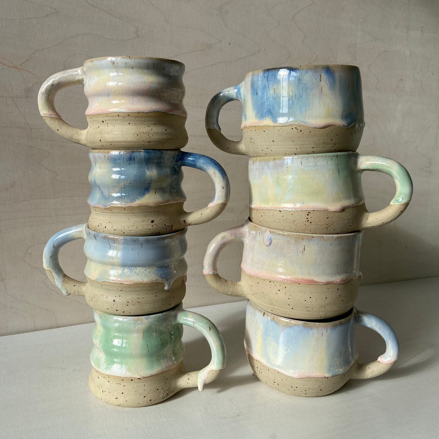 Wavie XL Tasse Keramik handgefertigt unikat Kaffee Tee Kandinsky william sunset icecream dunkelblau grün hellblau rosa online kaufen