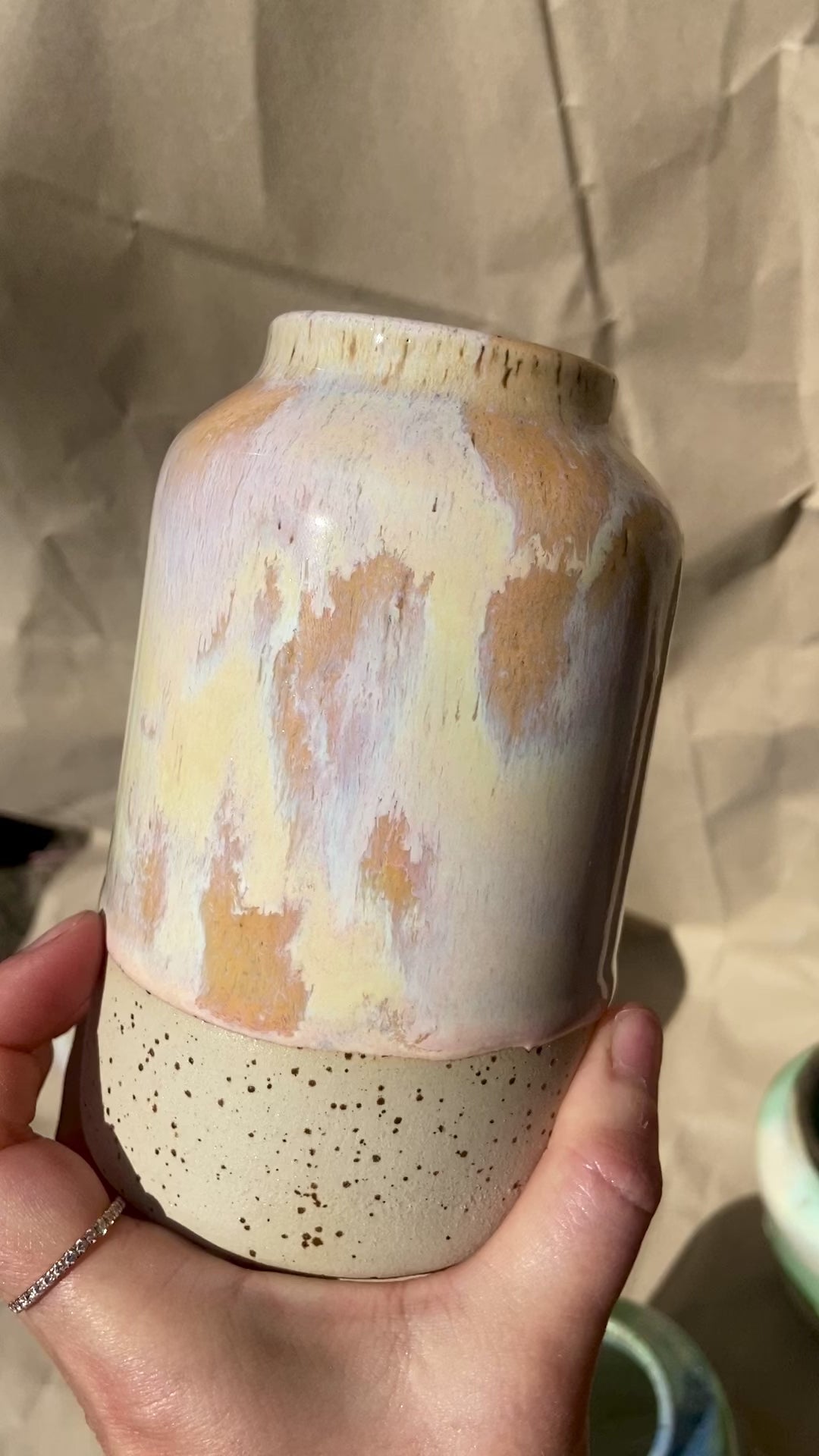 Vase klein Keramik Peachy orange Rosa  