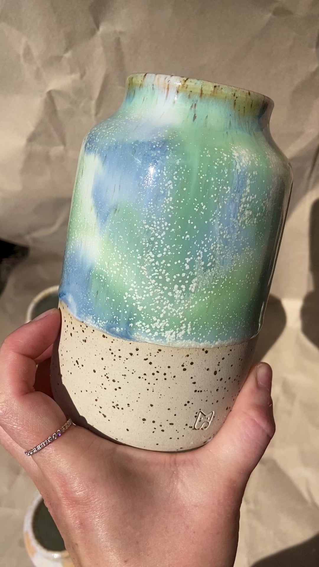 Vase Keramik Ocean klein grün blau 