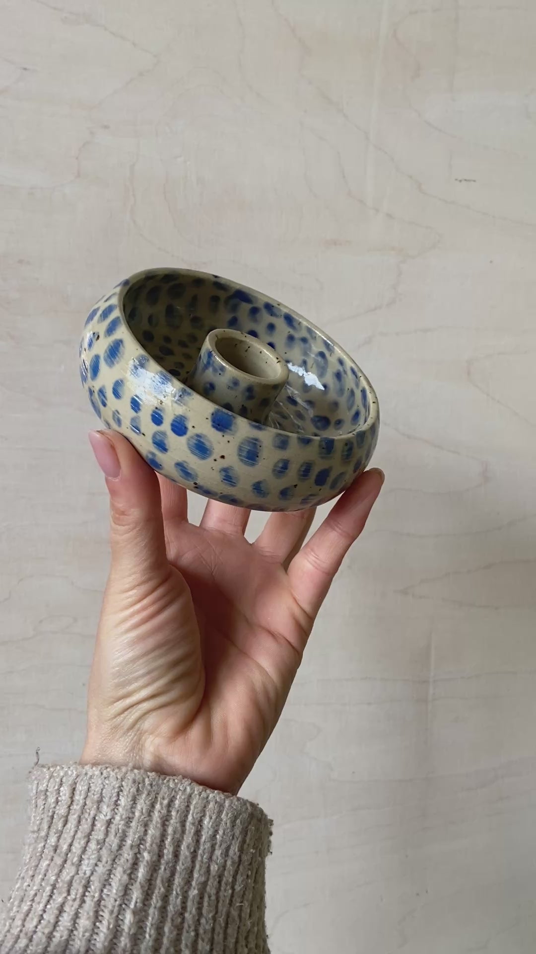 Fritzi Kerzenständer Blau Keramik Handgefertigt Studio Moki 