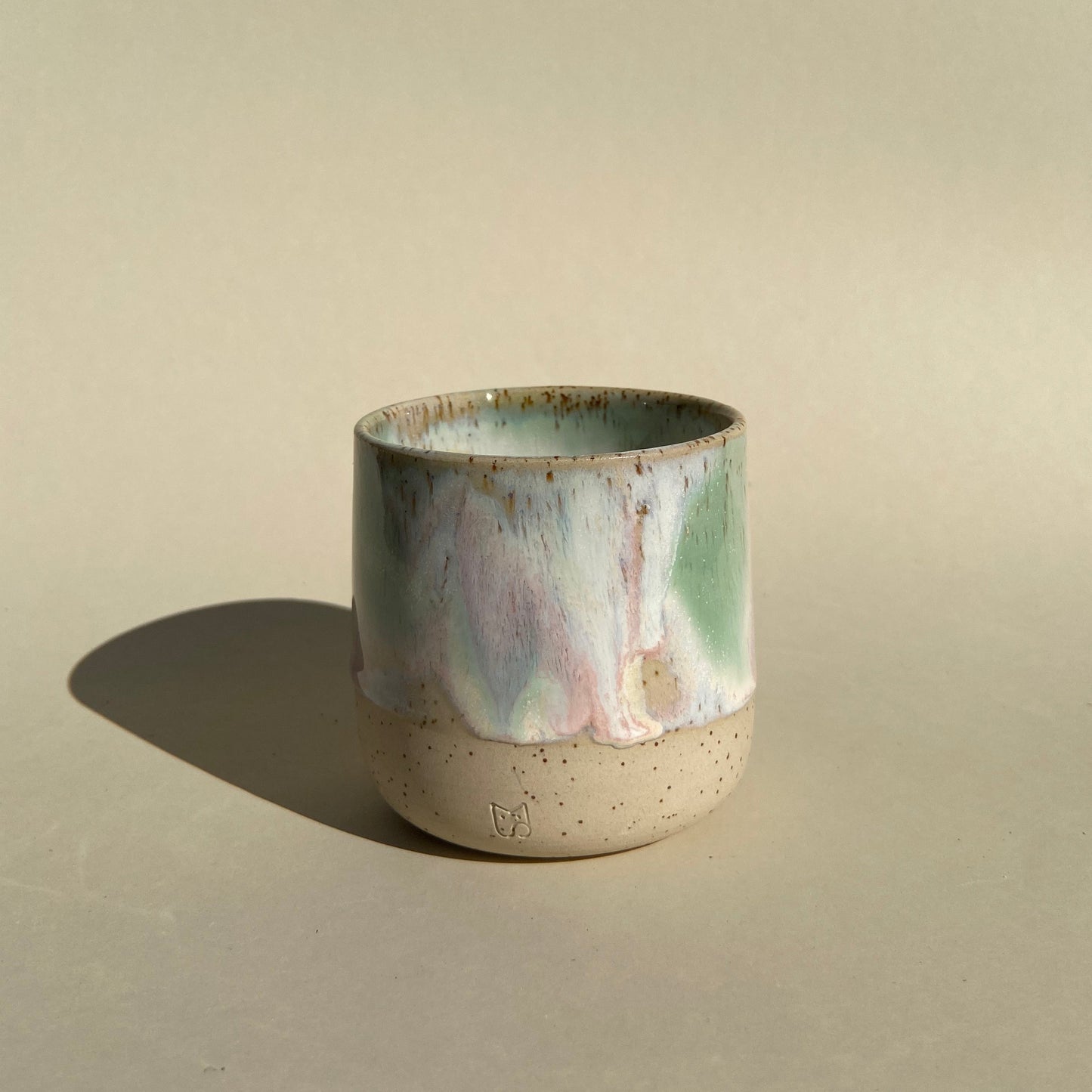 Keramik Becher Handgefertigt Studio Moki Grün Rosa William
